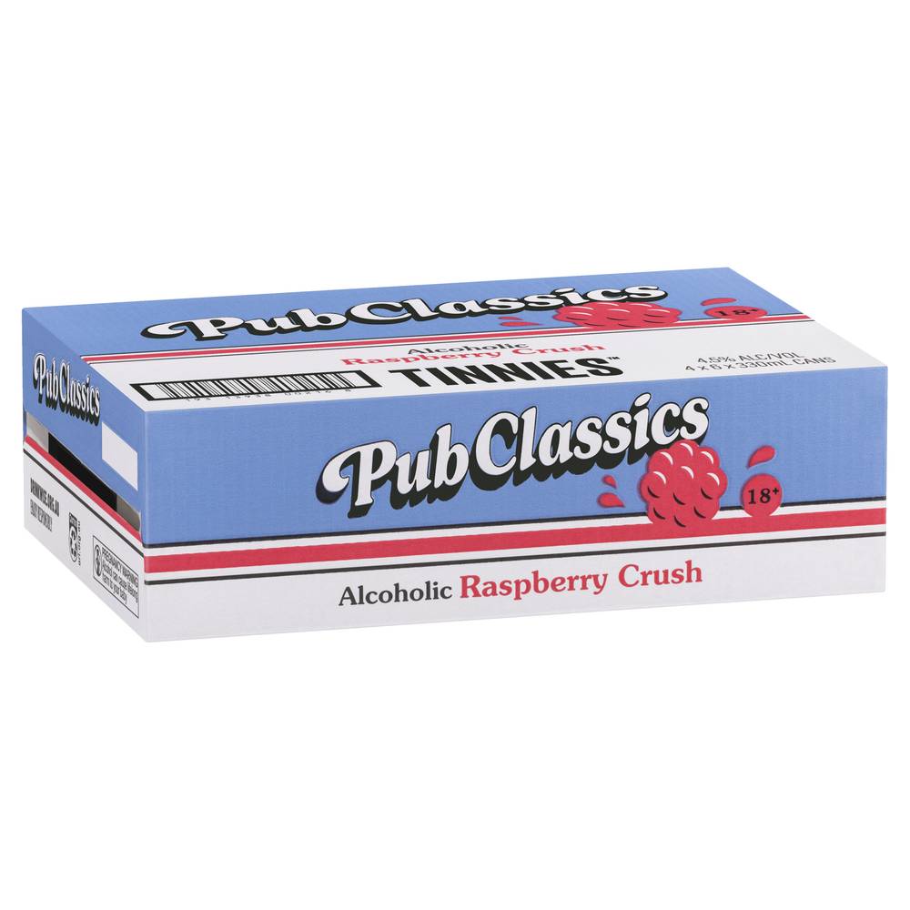 Tinnies Pub Classics Alcoholic Raspberry Crush Can 330mL X carton 24