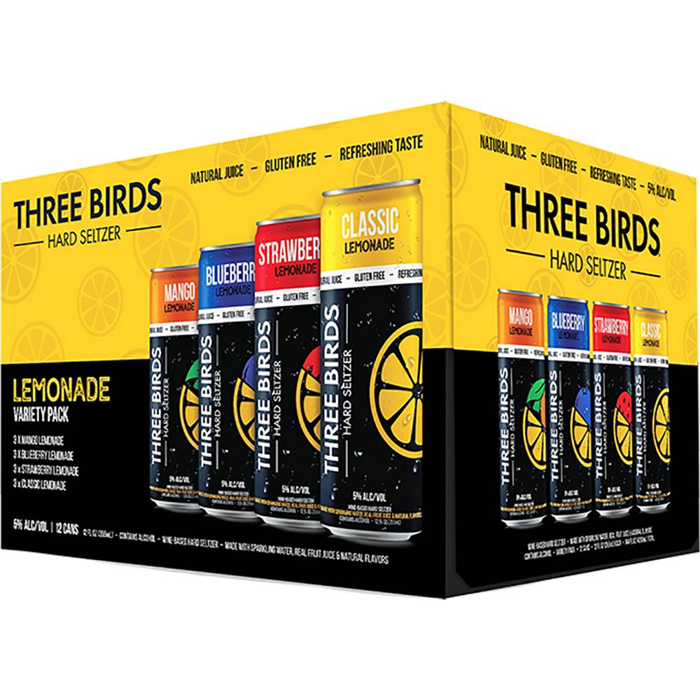 Three Birds Lemonade Variety Hard Seltzer (12 ct, 12 fl oz)