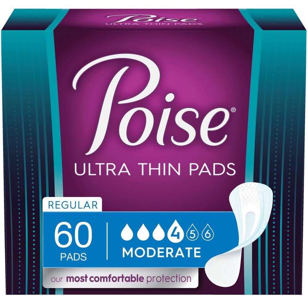 Poise Ultra Thin Moderate Absorbency Pad Regular (60 units)