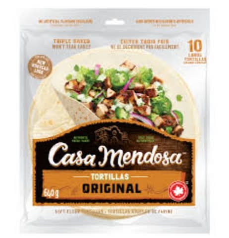 Casa Mendosa Original Triple Baked Soft Flour Tortillas, Large (640 g, 10 ct)