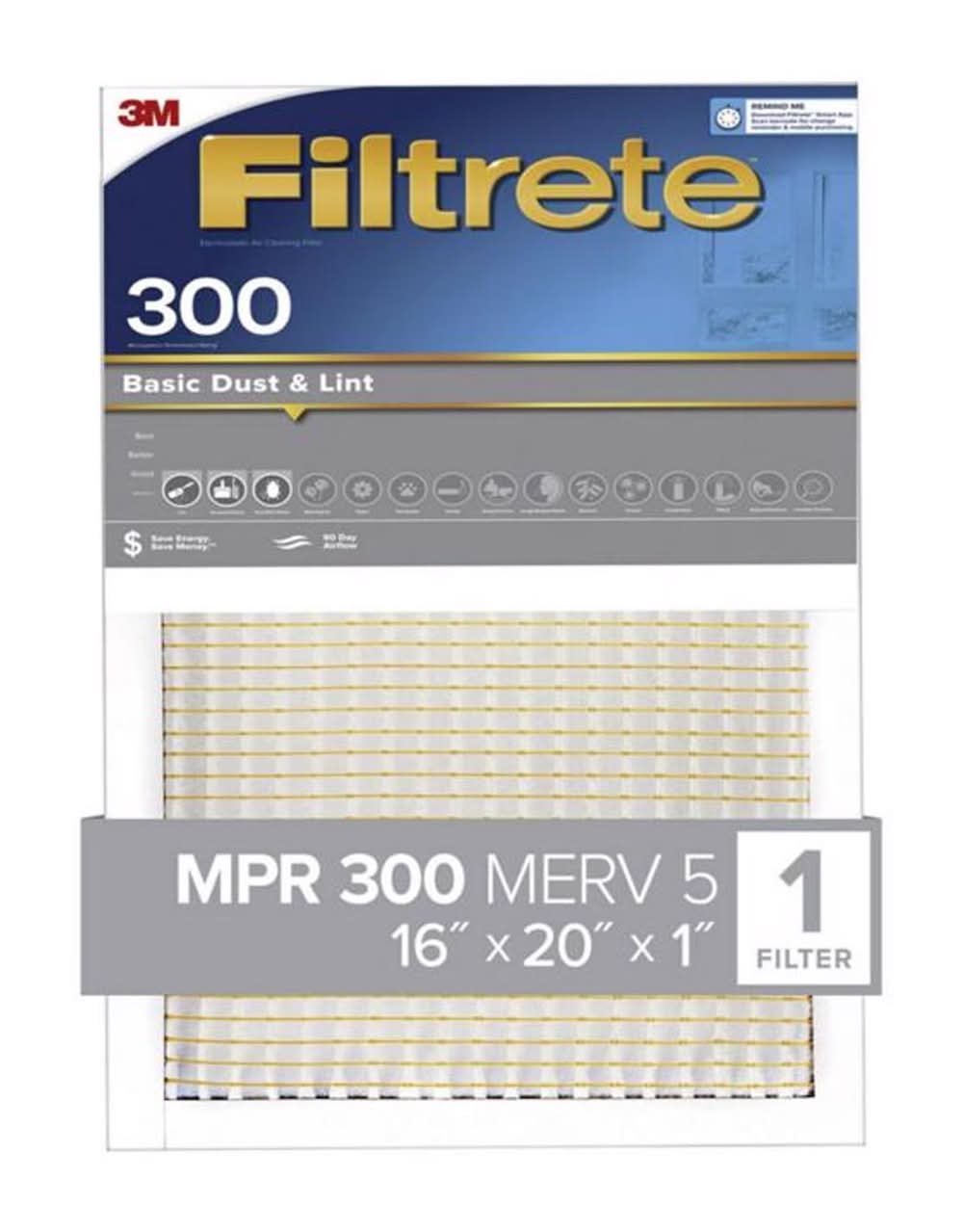 Filtrete 16 In. W X 20 In. H X 1 In. 300 Mpr Pleated Filter Dust 1 Pk