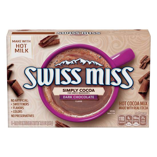 Swiss Miss Simply Cocoa Dark Chocolate Flavor Hot Cocoa Mix (8 ct , 0.96 oz)