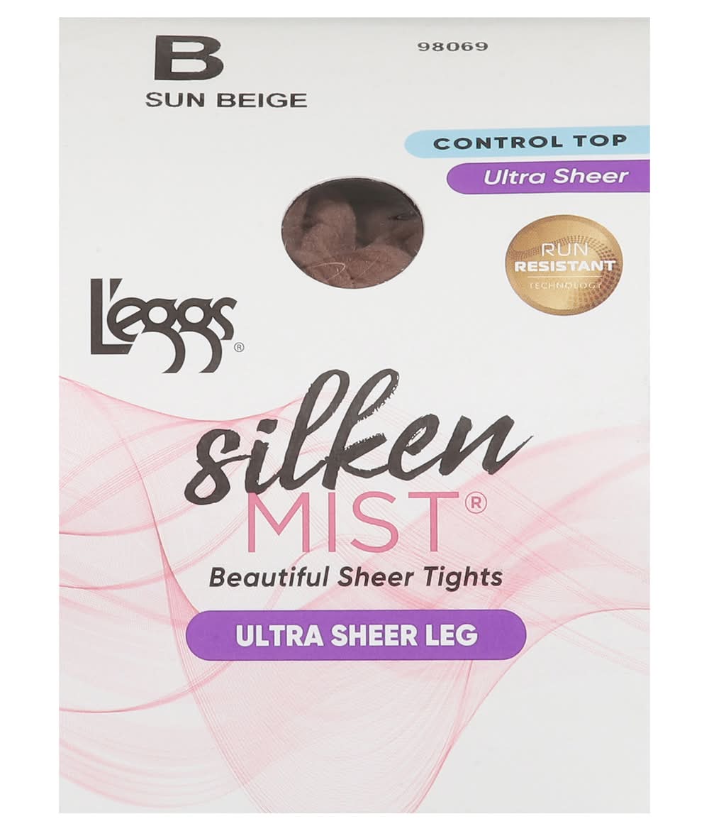 L'eggs Silken Mist Ultra Beautiful Sheer Leg Tights, B, Sun Beige