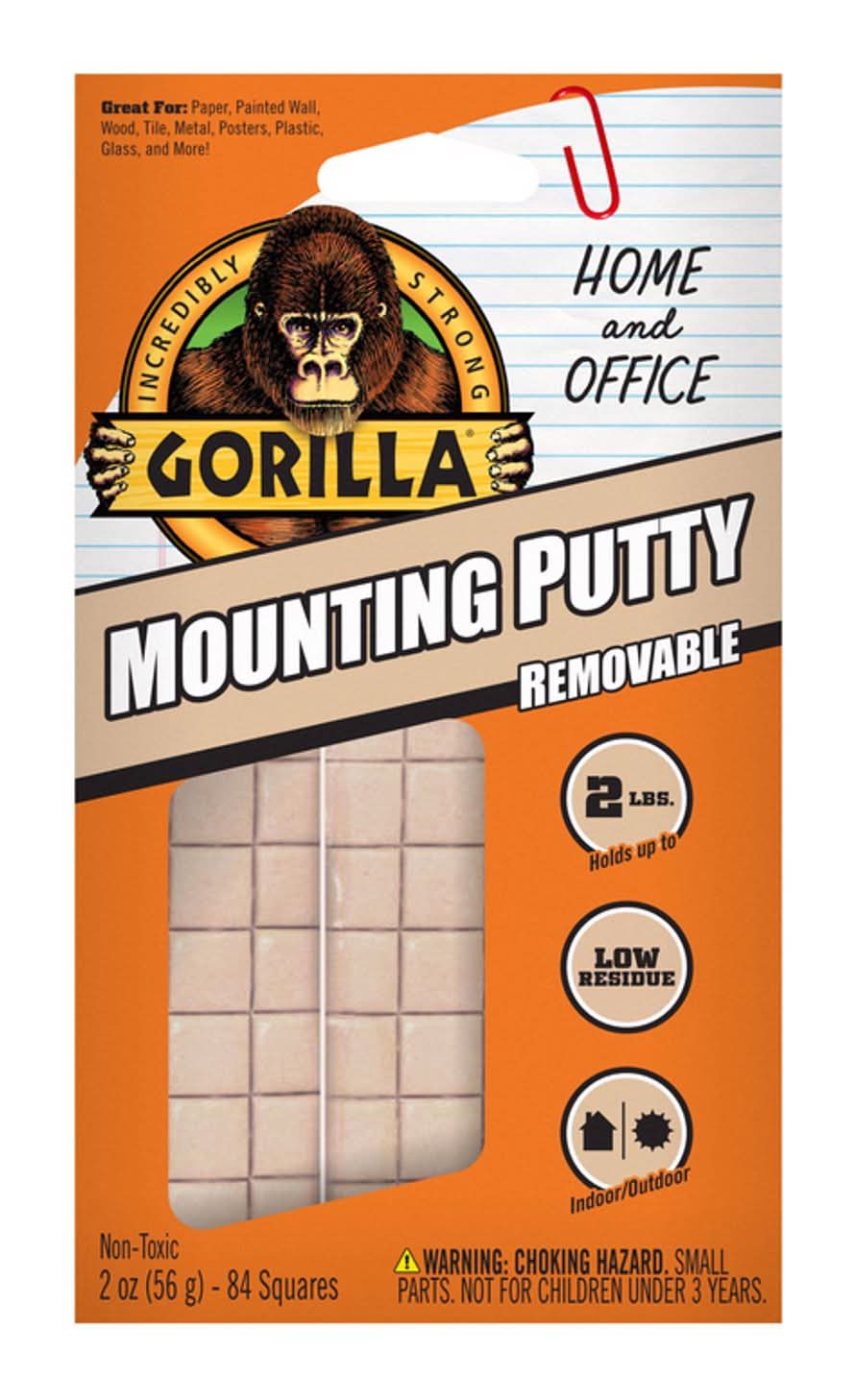 Gorilla High Strength Synthetic Rubber Creme Mounting Putty 2 Oz