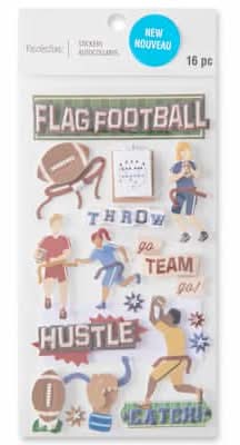 Recollections Flag Football Dimensional Stickers (16 ct)