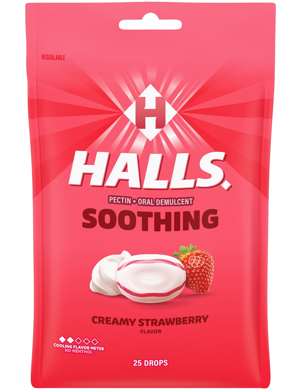 Halls Creamy Strawberry Flavor Throat Soothing (3.09 oz)
