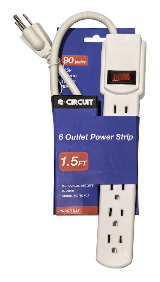 E-Circuit 6 Outlet Power Strip For Indoor Use, 1.5 ft