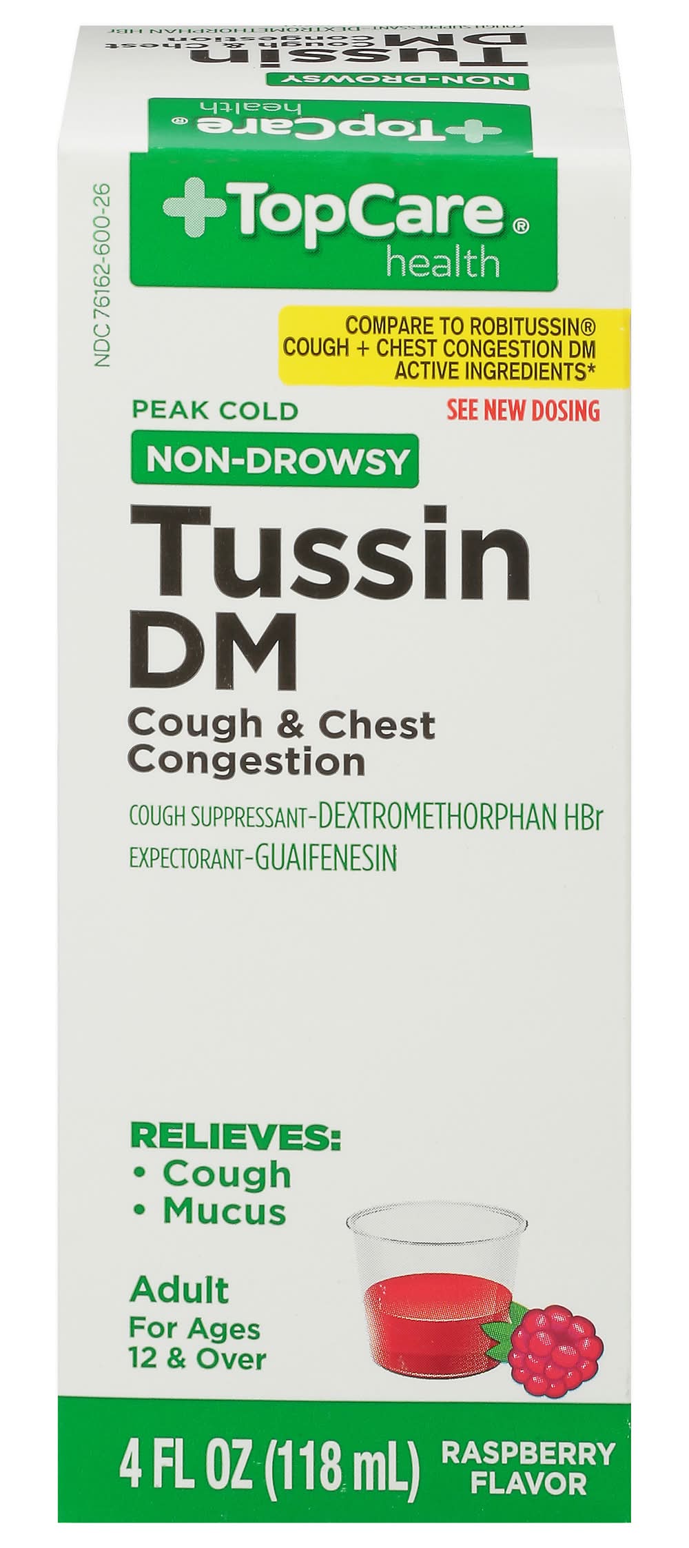 TopCare Peak Cold Tussin Cough & Chest Congestion, Raspberry (4 fl oz)