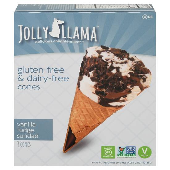 Jolly Llama Gluten & Dairy Free Fudge Cones (vanilla)