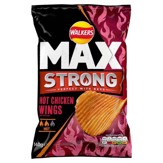 Walkers Max Strong Hot Chicken Wings Sharing Crisps 140g
