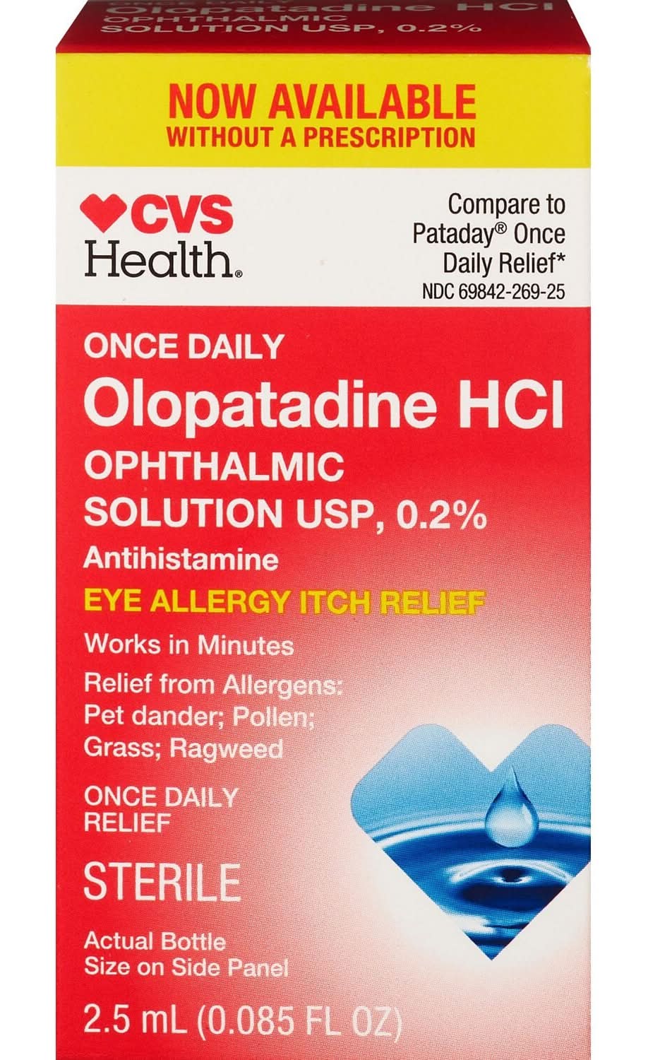 CVS Health Eye Allergy Itch Relief - Olopatadine Hydrochloride Ophthalmic Solution Usp 0.2% (2.5 ml)