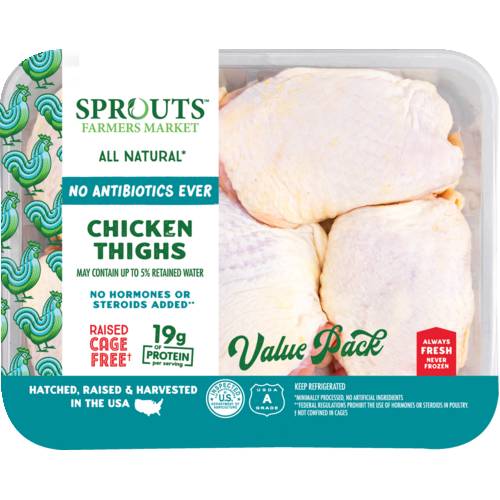 Sprouts Value Pack Chicken Thighs No Antibiotics Ever (Avg. 5.3lb)