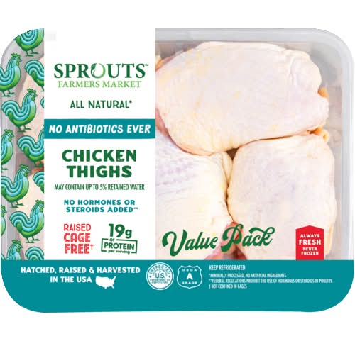 Sprouts Farmers Market Value Pack Chicken Thighs No Antibiotics Ever (Avg. 5.3lb)