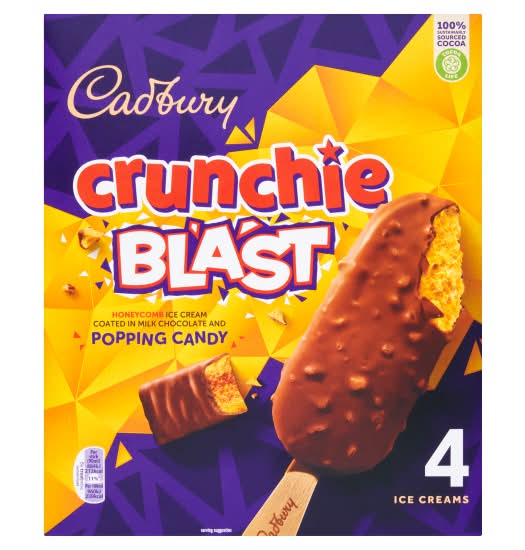 Cadbury Honeycomb, Crunchie Blast Ice Cream (4 pack)