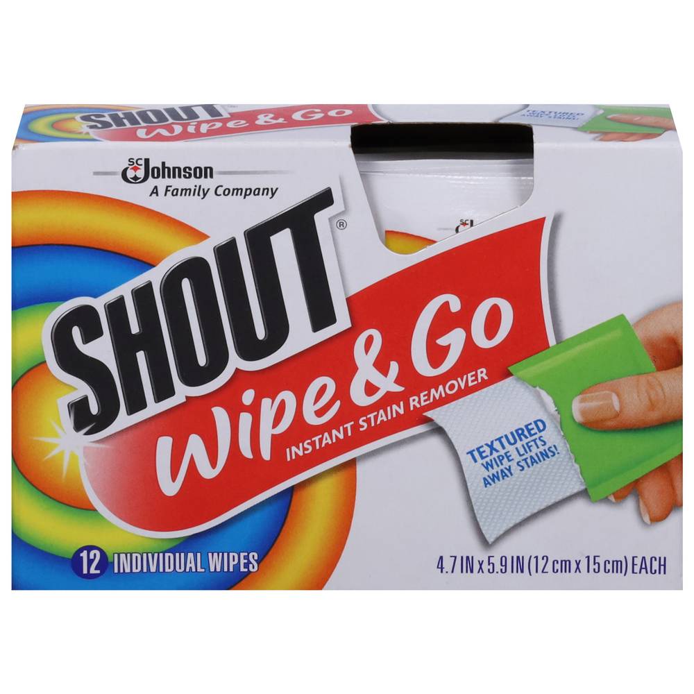 Shout Wipe & Go Instant Stain Remover Wipes (12 ct)