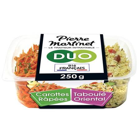 Salade duo taboulé oriental crudités carottes râpées PIERRE MARTINET - la barquette de 250g