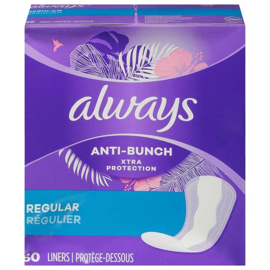 Always Regular Xtra Protection Anti Bunch Liners (60 ct)
