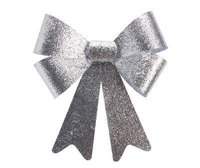 20" Silver Glitter Decorative Bow