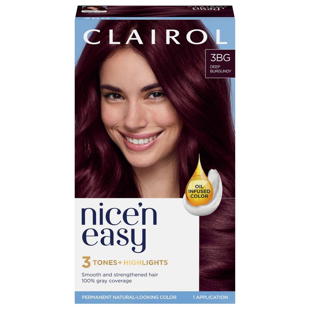 Clairol Nice’n Easy Permanent Hair Color, 3BG Deep Burgundy