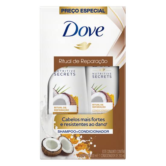 Dove kit shampoo e condicionador nutritive secrets ritual de reparação (600 ml)
