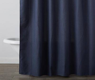 Broyhill Waffle Knit Fabric Shower Curtain (denim blue)