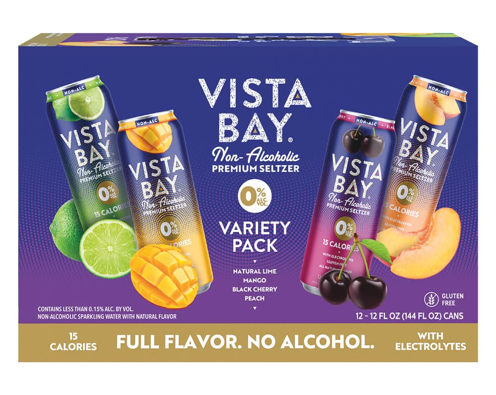 Vista Bay Non-Alcoholic Hard Seltzer Variety pack, Assorted (12 x 12 fl oz)