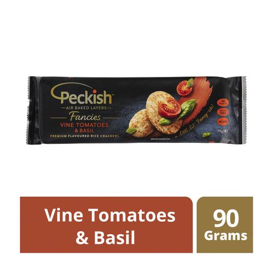 Peckish Gluten Free Fancies Vine Tomatoes & Basil Rice Crackers 90 gram
