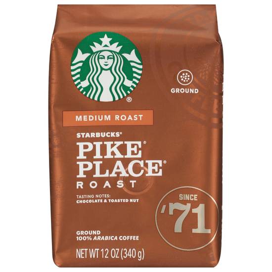 Starbucks 100% Arabica Pike Place Medium Roast Ground Coffee (12 oz)