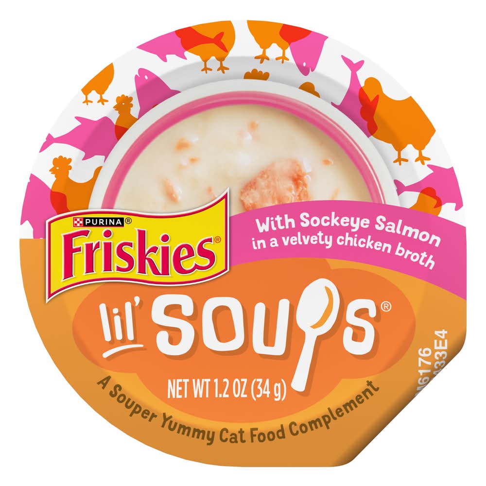 Purina Friskies Lil' Soups Wet Cat Food Toppers, Sockeye Salmon (1.2 oz)