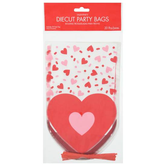 Amscan Large Cello Valentine Diecut Party Bags (brick-light pink-white-)