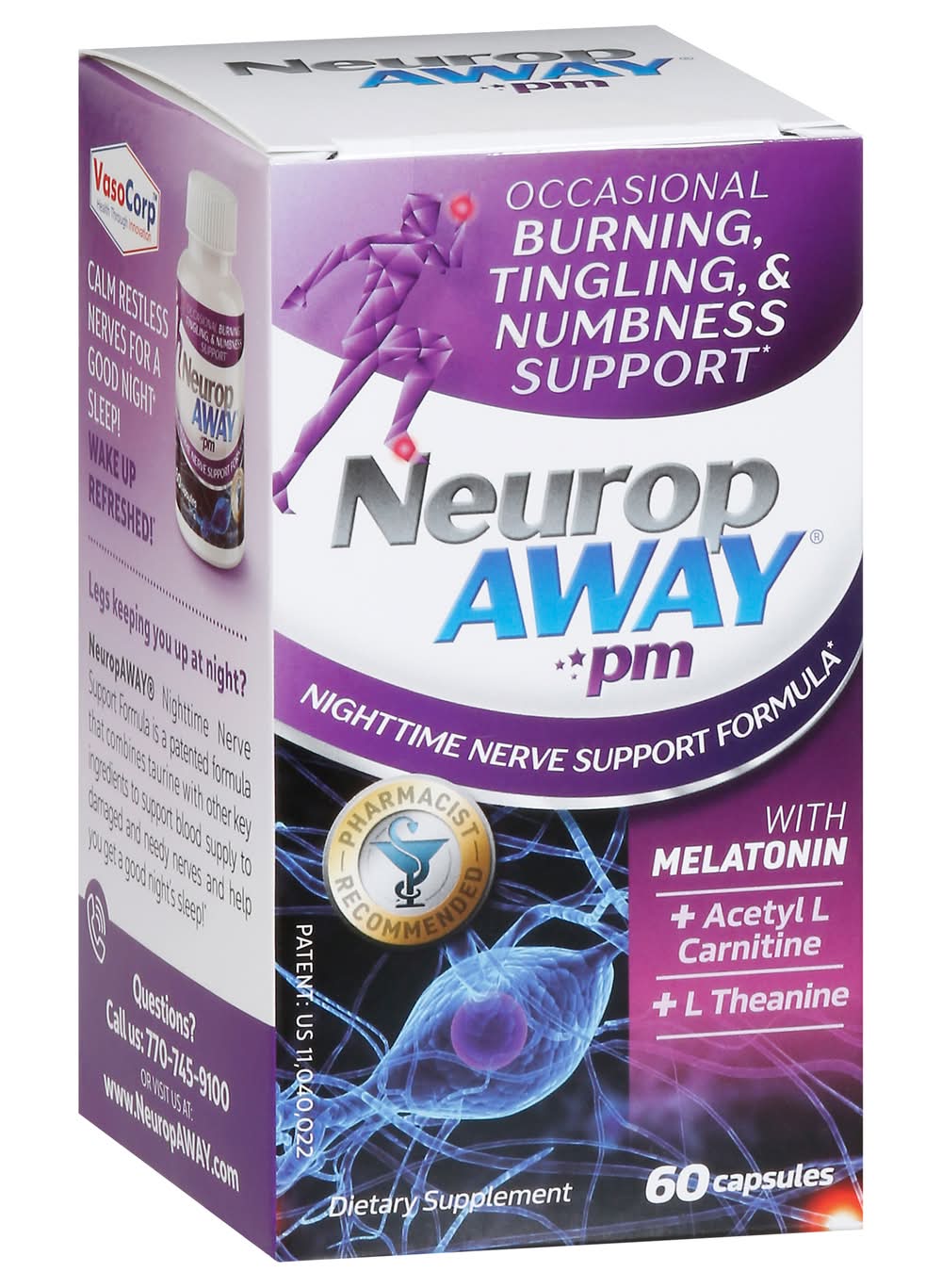 NeuropAWAY Pm Nighttime Nerve Support Formula Capsules (3.2 oz)