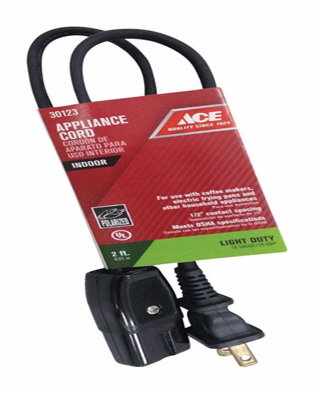 ACE 18/2 Hpn 125 V 2 Ft. L Appliance Cord