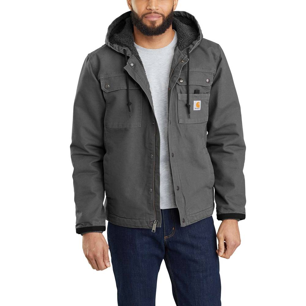 Carhartt Men's Gravel Medium Weight Woven Hooded Insulated Work Jacket (Medium) | 103826-GVLM