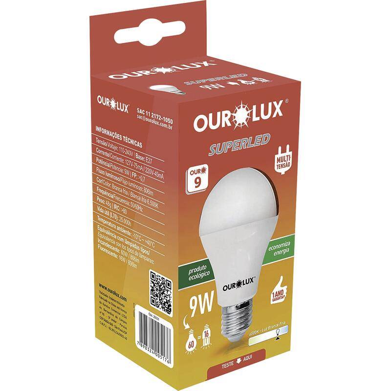 Ourolux lâmpada de led 9w (bivolt)
