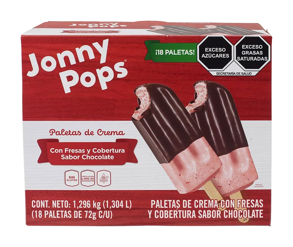 JonnyPops · Paletas heladas de crema, fresa-chocolate (18 x 72 g)