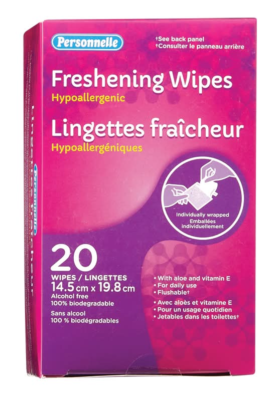 Personnelle lingettes fraicheur hypoallergéniques (20 unités) (14.5x19.8 cm)