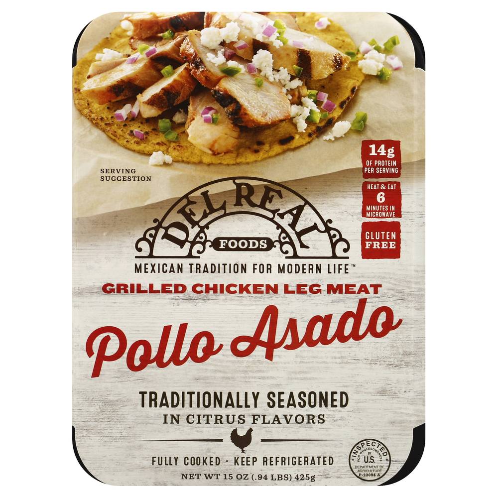 Del Real Foods Pollo Asado Grilled Chicken Leg Meat (15 oz)