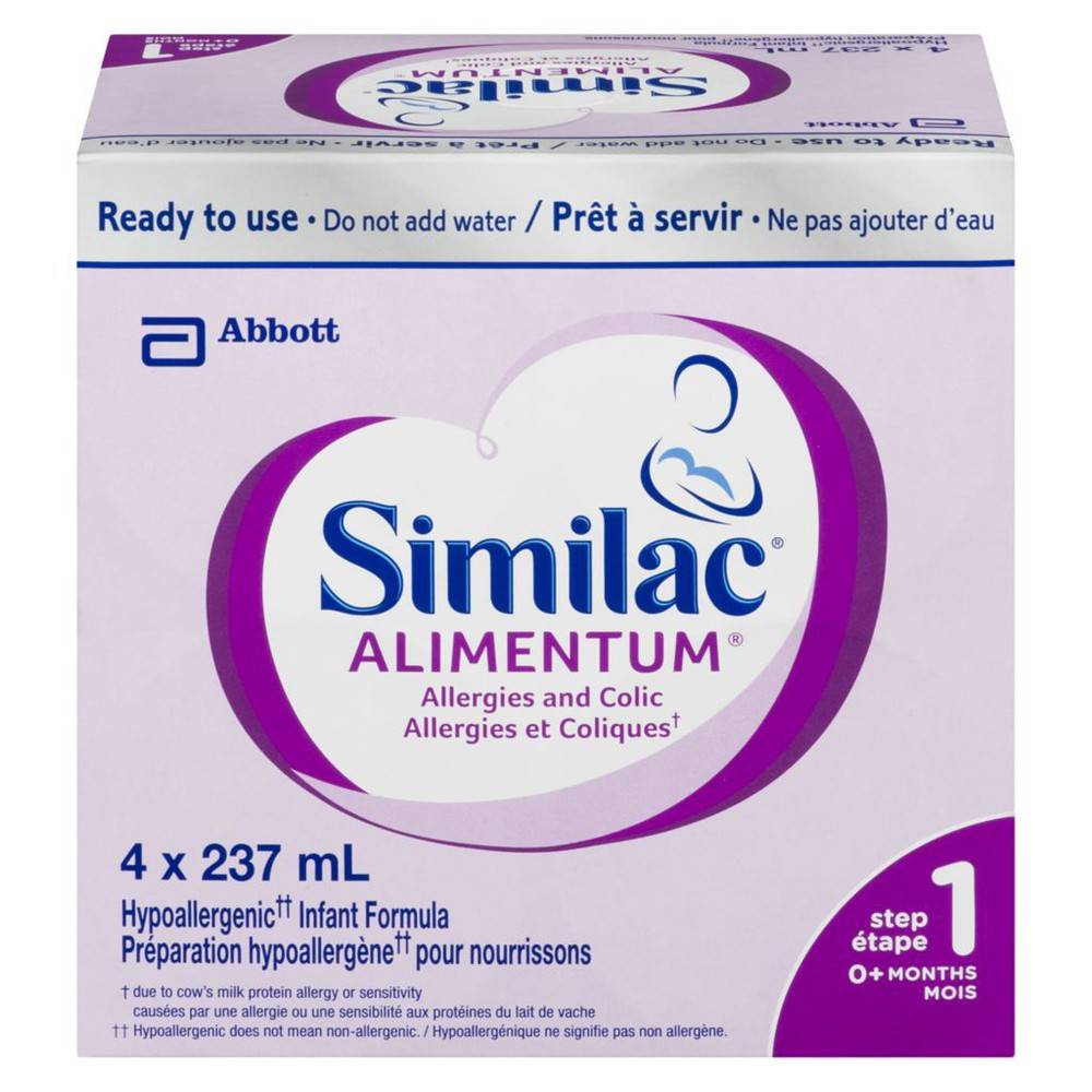 Similac Alimentum Step 1 Ready To Use Infant Formula (4 ct, 237 ml)