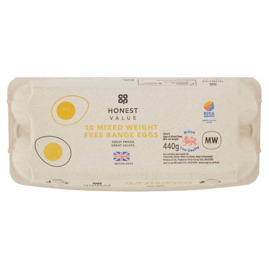 Co-Op Honest Value 10 Mixed Weight Free Range Eggs 440g