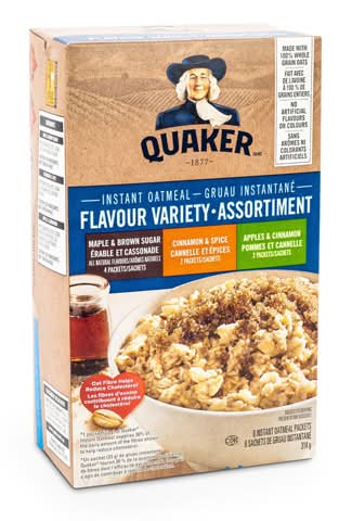 Quaker Instant Oatmeal Flavor Variety pack, Assorted (314 g, 8 ct)