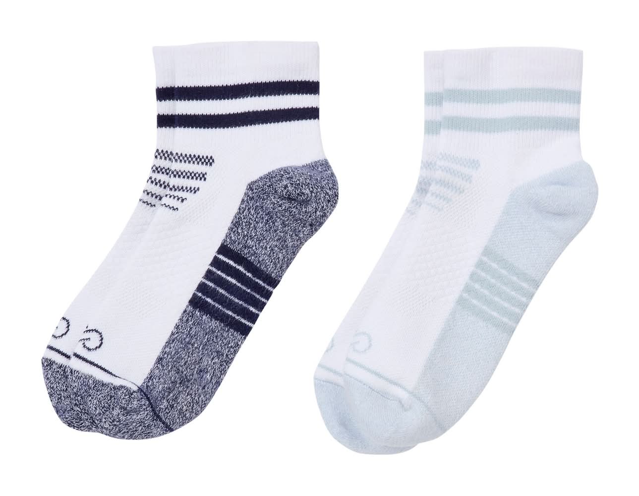 CALIA Women's Golf Quarter Crew Sock 2-Pack (Light Blue/Navy, M)