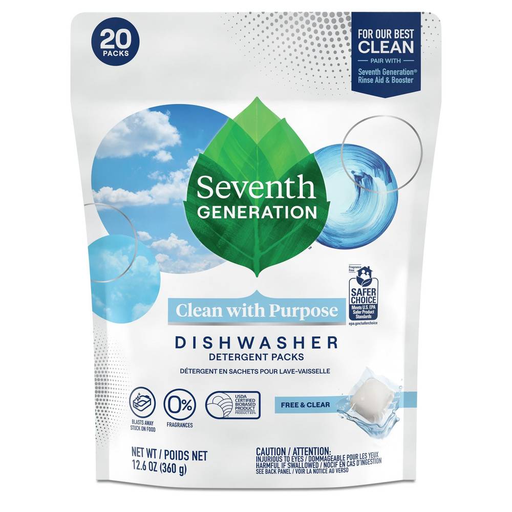 Seventh Generation Natural Dishwasher Detergent Packs, 20 Ct