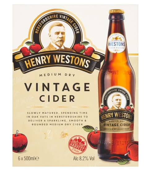 Henry Westons Medium Dry Vintage Cider (6 x 500ml)