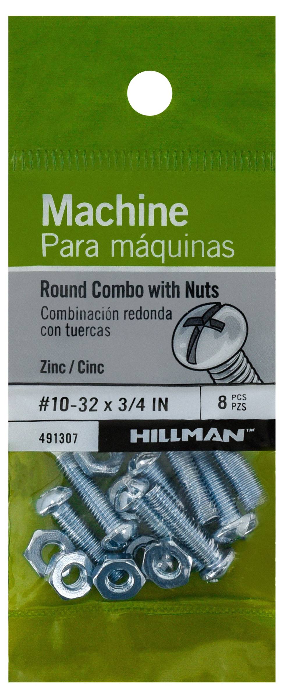 Hillman #10- 32 x 3/4-in Phillips/Slotted Combination-Drive Machine Screws (8-Count) | 491307