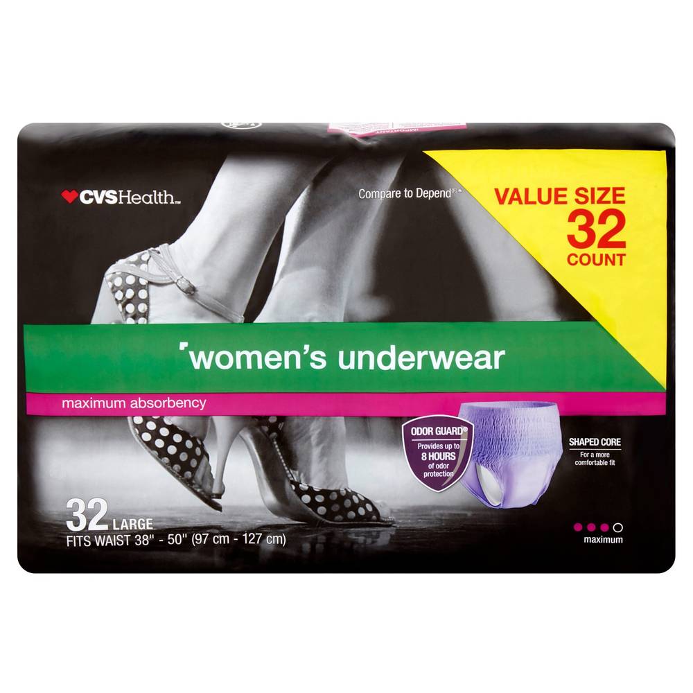 CVS Health Women's Underwear Maximum Absorbency, Large, 32 CT
