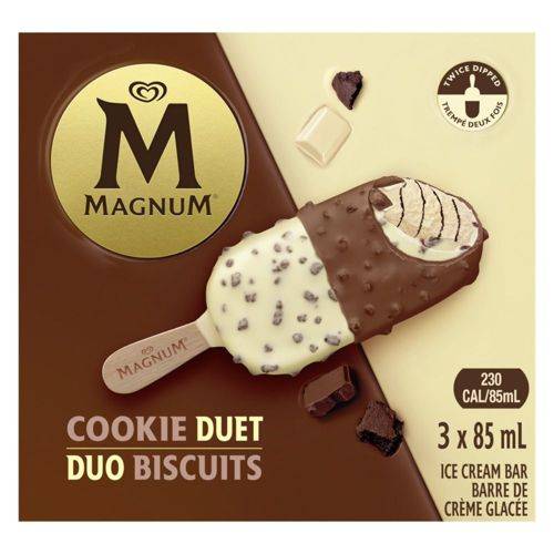 Magnum barres de crème glacée - ice cream bars (3 pièces) (duo biscuits)