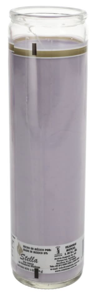 Stella Religious Prayer Pillar Candle, 8 in, Lavender