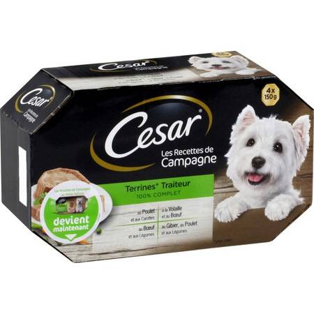 Pâtée pour chien assortiment CESAR - les 4 barquettes de 150 g