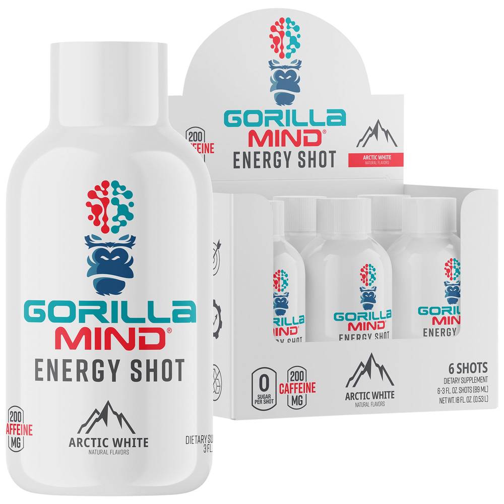 Gorilla Mind Energy Drink (6 pack, 3 fl oz) (arctic white)
