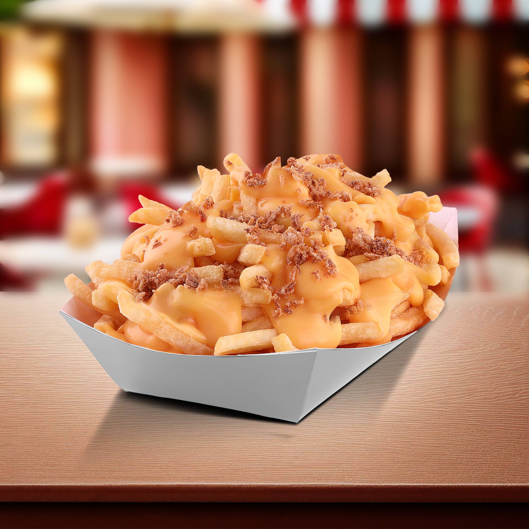 Frites Cheddar Oignons Frits